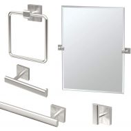 Gatco KA-ELE-5-SN Elevate Bathroom Accessory Kit with Mirror, Satin Nickel