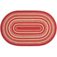 VHC Brands Christmas Classic Country Flooring - Cunningham Jute Red Oval Rug, 5 x 8