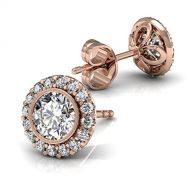 LUX ART Jewelry 14 k Rose Gold-Stud Earrings with Diamond