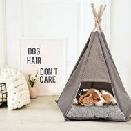 Dporticus Portable Pet Canopy Teepee Indian Tent Bed for Little Dogs and Cats with a Soft Cushion