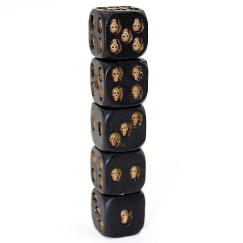  OnefunTech Set of 5 Pcs Halloween Skull Dice of Death Grinning 3D Skeleton Bones Scary Resin Dice Novelty Board Game for Club Pub Party Devil Game