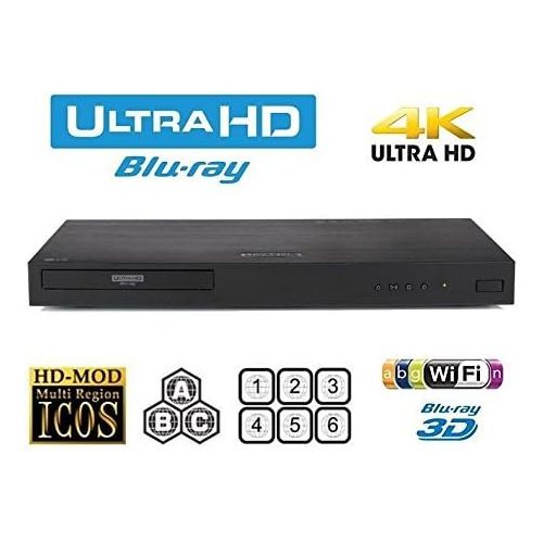  HDI LG 970 UHD - Dual HDMI - 2D3D - Wi-Fi - 2K4K - Region Free Blu Ray Disc DVD Player - PALNTSC - USB - 100-240V 5060Hz for World-Wide Use & 6 Feet Multi System 4K HDMI Cable