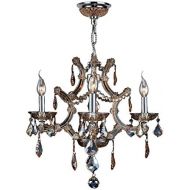 Worldwide Lighting Lyre Collection 4 Light Chrome Finish and Amber Crystal Chandelier 19 D x 18 H Medium