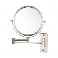 WUDHAO Vanity Mirror,Makeup Mirror Hotel Nickel Plated Round 8 Inch Makeup Mirror Telescopic 10X Magnifying Mirror Bathroom Wall Silver Mirror with Lights Wall Mounted
