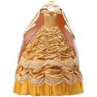 Unknown Beauty Princess Belle Dress Halloween Party Costume Ball Gown Prom Cape Gloves Cloak Petticoat