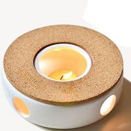TAMUME Klassisches Porzellan Teekanne Warmer mit Sicher zu benutzen Korkstander fuer Teekanne, Tee warmer mit Kerzenzimmer, Teelichthalter