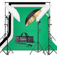 [아마존베스트]Andoer Photography Umbrella Continuous Light Kit, 6.6ft x 10ft Background Support System, 3pcs Backdrops Screen and 3pcs Umbrellas for Photo, Portrait, Studio Shoot