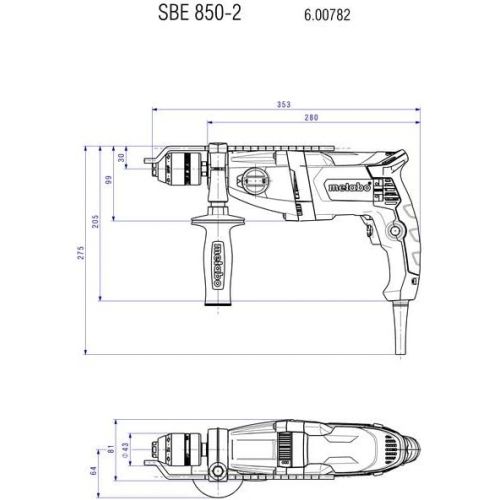  Metabo 600782620 SBE 850-2 12 Hammer Drill