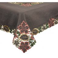 Xia Home Fashions Dainty Leaf Embroidered Cutwork Fall Tablecloth, 65 by 118