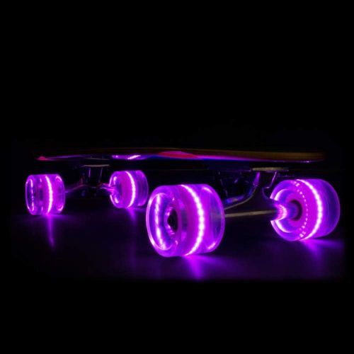  Sunset Skateboard Co. 65mm 78a LED Light-Up Longboard Wheels (4-Pack) with ABEC-7 Carbon Steel Bearings for Glow-in-The-Dark, All Ages & Skill Levels Skating Fun with No Batteries
