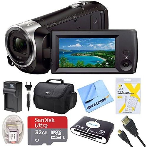 소니 Sony HDRCX440B HDR-CX440B HDR-CX440B CX440 HD Video Recording Handycam Camcorder Bundle With Deluxe Bag, 32GB MicroSDHC Memory Card, ACDC Charger, HDMI Cable, Battery Pack, and M
