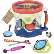 [아마존베스트]B toys  Drumroll Please  7 Musical Instruments Toy Drum Kit for Kids 18 months + (7-Pcs)