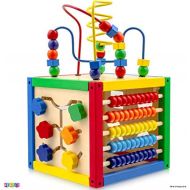 [아마존베스트]Activity Cube With Bead Maze - 5 in 1 Baby Activity Cube Includes Shape Sorter, Abacus Counting Beads, Counting Numbers, Sliding Shapes, Removable Bead Maze - My First Baby Toys -