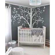 StudioQuee Large tree decal Huge White Tree wall decal Stickers Corner Wall Decals Wall Art Tattoo White tree