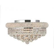 Worldwide Lighting Empire Collection 8 Light Chrome Finish and Clear Crystal Flush Mount Ceiling Light 16 D x 8 H Medium