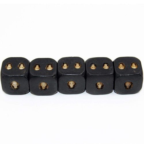  OnefunTech Set of 5 Pcs Halloween Skull Dice of Death Grinning 3D Skeleton Bones Scary Resin Dice Novelty Board Game for Club Pub Party Devil Game