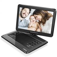 APESIN Portable DVD Player, 14.1 inch Swivel Screen, SD Card Slot and USB Port - Black