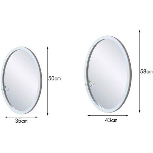  MMLI-Mirrors Oval Mirror Wooden Wall Mirror Nordic White Bathroom Decorative Makeup Shaving Dressing Bedroom Living Room (19.7x13.7 Inch,22.8x17Inch,26x20Inch)