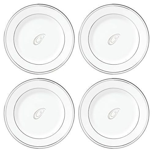 레녹스 Lenox Federal Platinum Script Monogram Dinnerware Tidbit Plates, Set of 4, O
