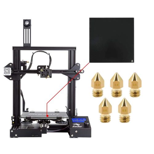  Comgrow Ender-3X Creality 3D Printer Upgraded Version with Tempered Glass and Five Nozzles