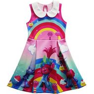 ZHBNN Trolls Little Girls Printed Princess Dress Cartoon Party Dress