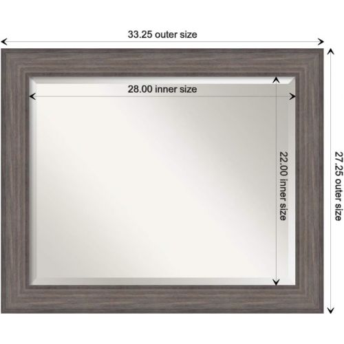  Amanti Art Framed Vanity Mirror | Bathroom Mirrors for Wall | Country Barnwood Mirror Frame | Solid Wood Mirror | Medium Mirror | 27.25 x 33.25 in.