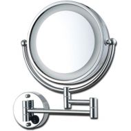 BYCDD Makeup Mirror with Lights and Magnification, Double Sided Wall Mounted Vanity Mirror Swivel Beauty Mirror,Silver_8.5 inch
