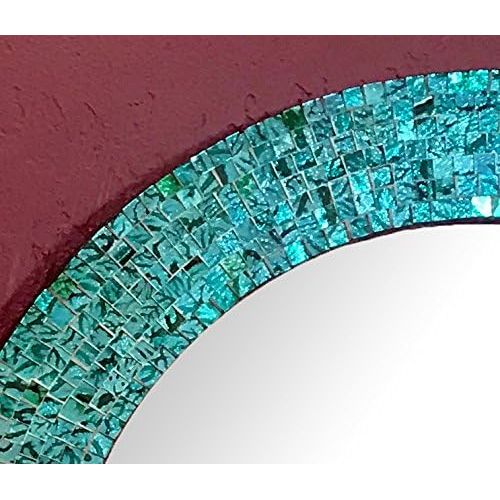  DecorShore 24 Turquoise, Handmade Wall Mirror, Decorative Glass Mosaic by