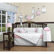 GEENNY Boutique Baby 13 Piece Crib Bedding Set, Salmon Pink/Gray Chevron