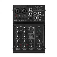 [아마존핫딜]Ammoon DJ-Mixer  4-Kanal Mischpult  DJ-Mischpult Mini-Mischpult USB-Port  intergrierter Verstarker  Mikrofonsektion  48V Phantom Power AGM04