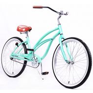 FITO Anti-Rust & Light Weight Aluminum Alloy Frame, Fito Marina Alloy 1-speed for women - Mint Green, 26 wheel Beach Cruiser Bike Bicycle