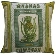 Unknown Koko Botanica Ananas Comosus Print Linen Pillow, 20 by 20-Inch