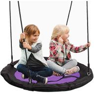 [아마존베스트]SUPER DEAL 40 Waterproof Saucer Tree Swing Set - 360 Rotate° - Attaches to Trees or Existing Swing Sets - Adjustable Hanging Ropes - for Kids, Adults and Teens, 3 Colors (Purple)