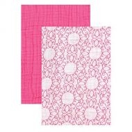 Yoga Sprout Muslin Swaddle Blankets, Pink Scroll/Teal Giraffe, 46 x 46 by Yoga Sprout