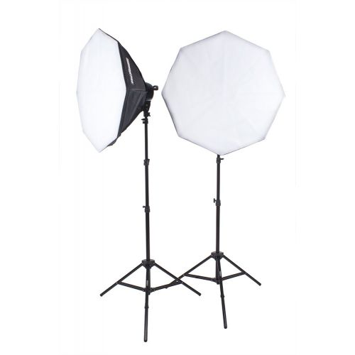  StudioPRO 3200W Double 7 Socket Photo Studio Continuous Portrait Video Lighting Kit with Light Stand, Two (2) 32 Octagon Softboxes with Fourteen (14) 45W Fluorescent Bulbs