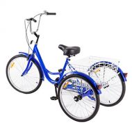 FDInspiration Blue 3-Wheel Bicycle Adult Tricycle w/ Storage Basket