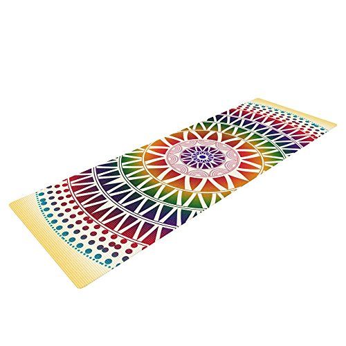 Kess InHouse Famenxt Colorful Vibrant Mandala Exercise Yoga Mat, Rainbow Geometric, 72 by 24