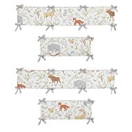 Sweet Jojo Designs Blue, Grey and White Woodland Animal Toile Collection Girl or Boy Crib Bumper