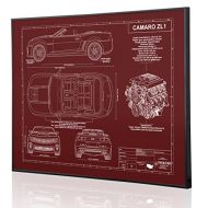 Engraved Blueprint Art LLC Chevrolet Camaro ZL1 Convertible 5th Generation Blueprint Artwork-Laser Marked & Personalized-The Perfect Camaro Gifts