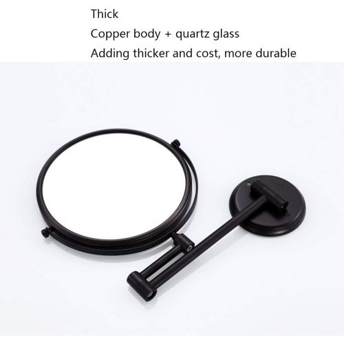  Mirror Folding Makeup, Wall-Mounted Magnifying Makeup, Matte Black Double-Sided HD 360° Rotating Retractable Bathroom ZDDAB