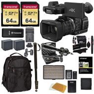 Ritz Camera Panasonic HC-X1000 4K-60p50p Camcorder with High-Powered 20x Optical Zoom & Professional Functions + 2x 64GB + Vidpro XM-55 Microphone Kit + Monopod + LED Light + Backpack + Acces