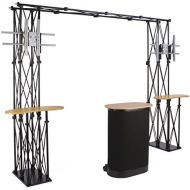 Displays2go Portable Trade Show Display, 134 x 93 x 24-Inch, With Brackets For Two 60-Inch Flat Panel TVs, And A Rolling Case
