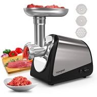 Homgeek Electric Meat Grinder, Meat Machine Sausage Maker, Stainless Steel Meat Mincer Sausage Stuffer, Heavy Duty Food Processing Machine With 3 Cutting Blades and Stuffing Tubes