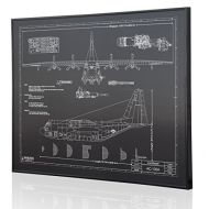 Engraved Blueprint Art LLC Lockheed AC-130A Blueprint Artwork-Laser Marked & Personalized-The Perfect Pilot Gifts