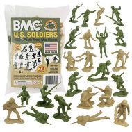 BMC Toys BMC Marx Plastic Army Men US Soldiers - Green vs Tan 38pc WW2 Figures - Made in USA