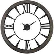 Uttermost Rustic Round Iron Bronze Wood Wall Clock | Oversized Open Design Distressed