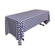 LA Linen Polyester Gingham Checkered Rectangular Tablecloth, 60 x 144, White/Royal Blue