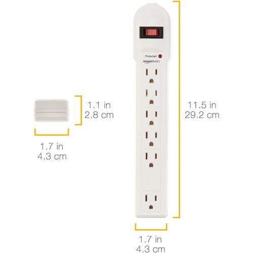  [아마존베스트]AmazonBasics 6-Outlet Surge Protector Power Strip, 6-Foot Long Cord, 790 Joule - White