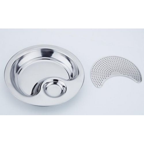  LFHT Stainless Steel Food Sushi Plate with Dipping Saucer -- Dumpling Serving Dish Tray (L(S(Diameter 11.2 inch))