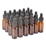STARSIDE 24Pack,1/2oz 0.5 oz,Amber Glass Bottle Bottles with Black Cap and Glass Droppers.Using for Essential Oils,Lab Chemicals,Colognes,Perfumes & Other Liquids.